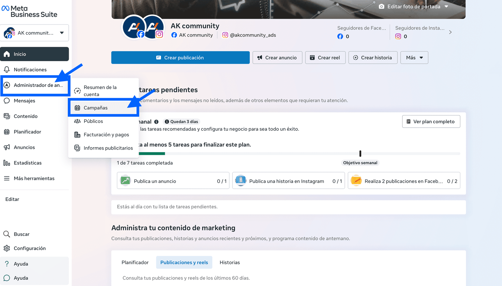 Selector de cuenta publicitaria